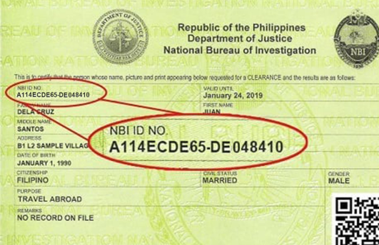 NBI Renewal ID Number sample