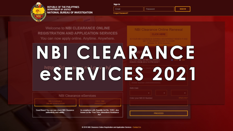 NBI CLEARANCE eSERVICES FOR 2021