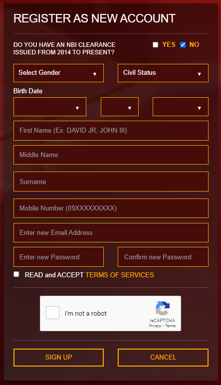 REGISTER AS NEW ACCOUNT FOR NBI CLEARANCE ONLINE APPLICATION FOR 2022