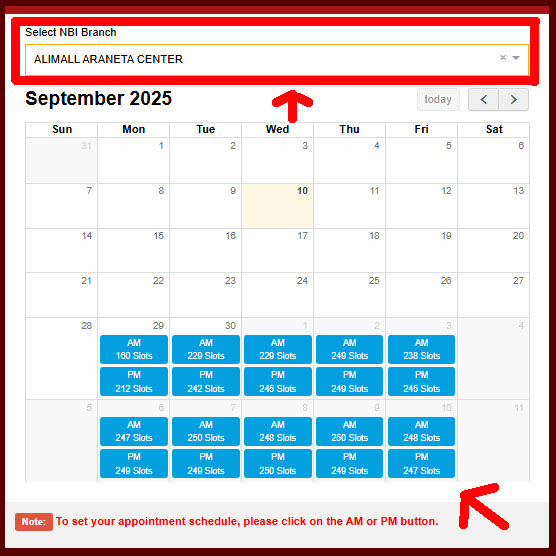 NBI APPOINTMENT SCHEDULE