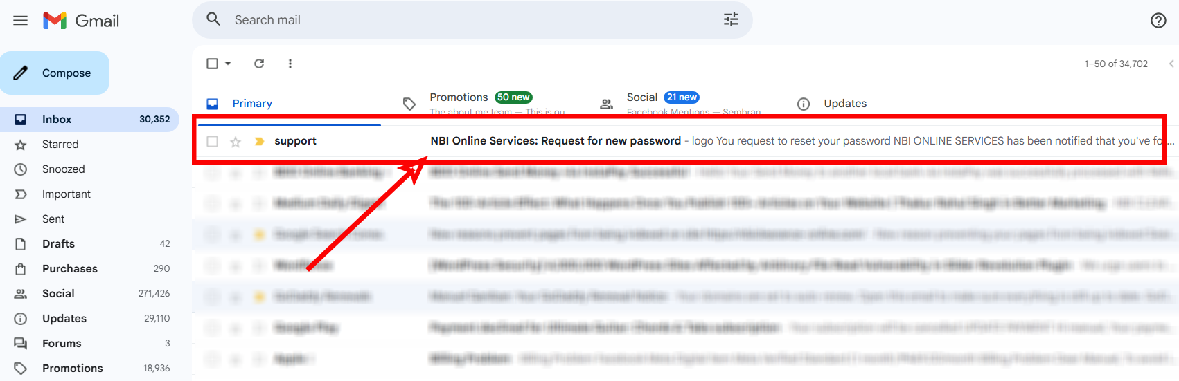 Your inbox shows to Reset Password Your inbox shows to Reset Password