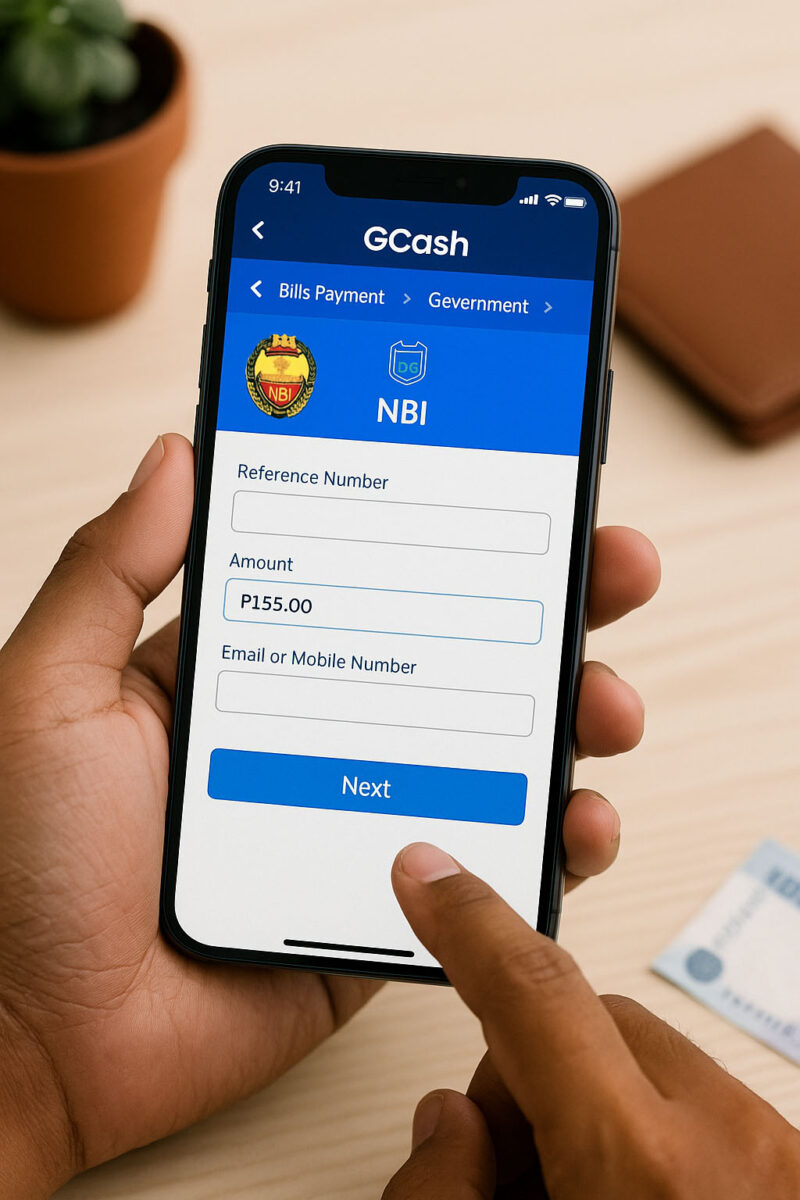 GCash app screen showing Bills Payment