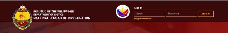 NBI Clearance login page