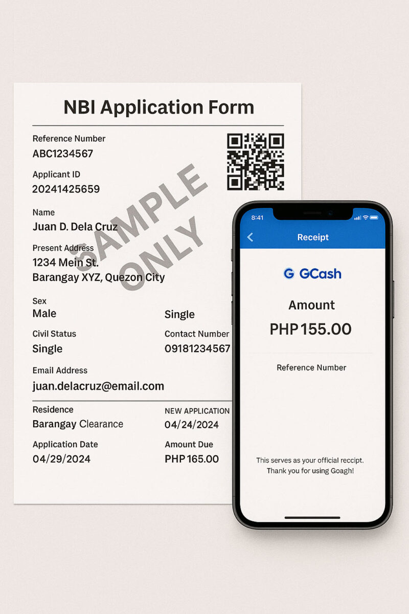 smartphone showing GCash receipt