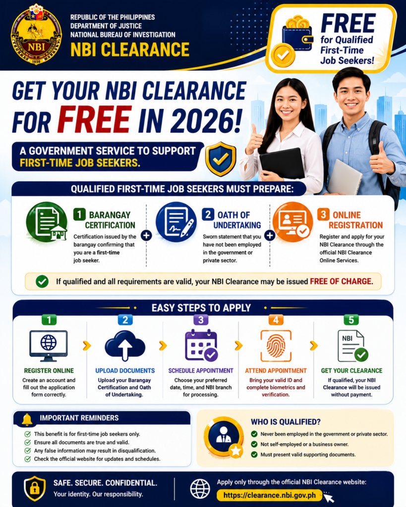 Free NBI Clearance for first time job seekers 2026