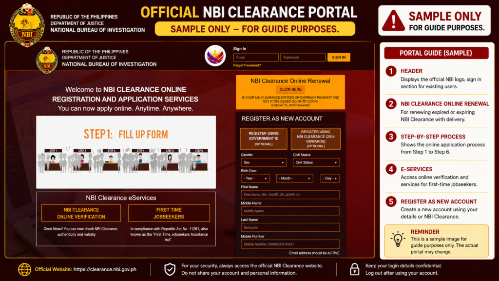 NBI Clearance portal sample guide