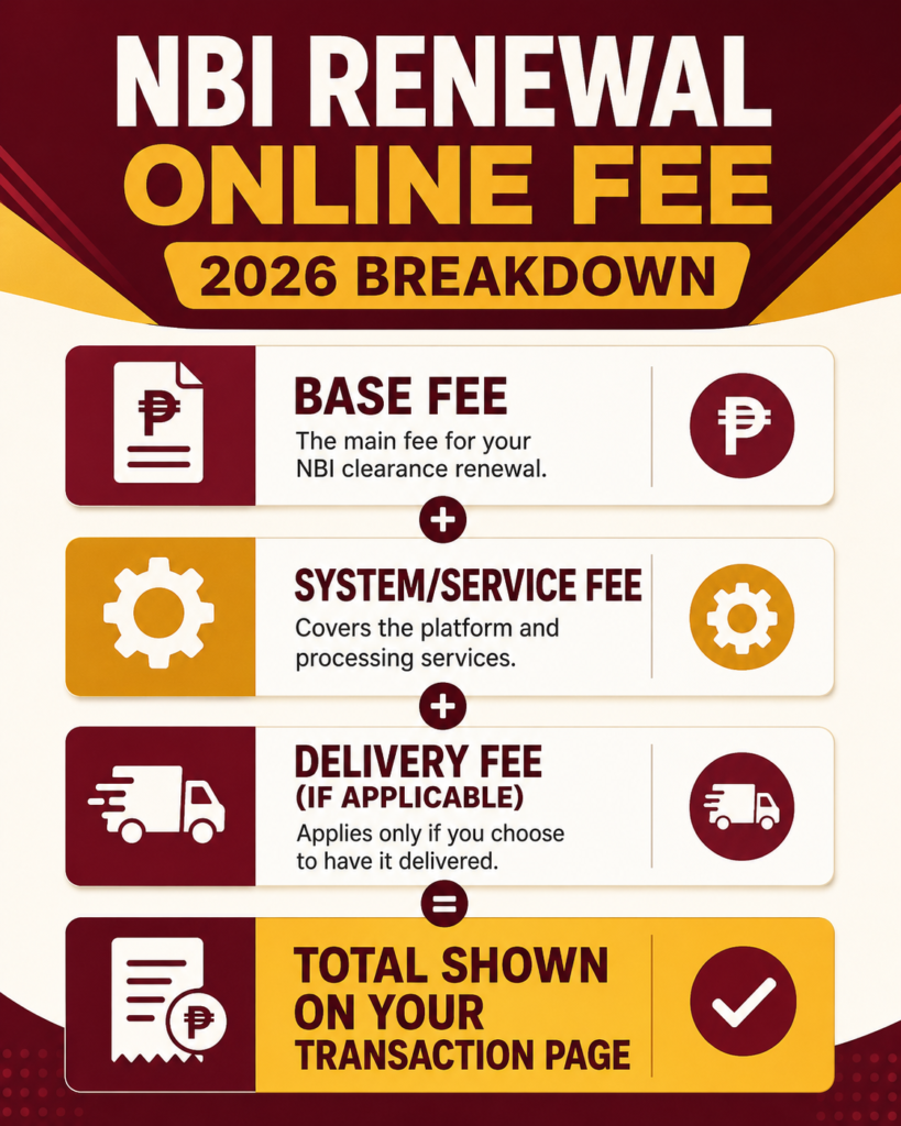 NBI renewal online fee 2026 breakdown