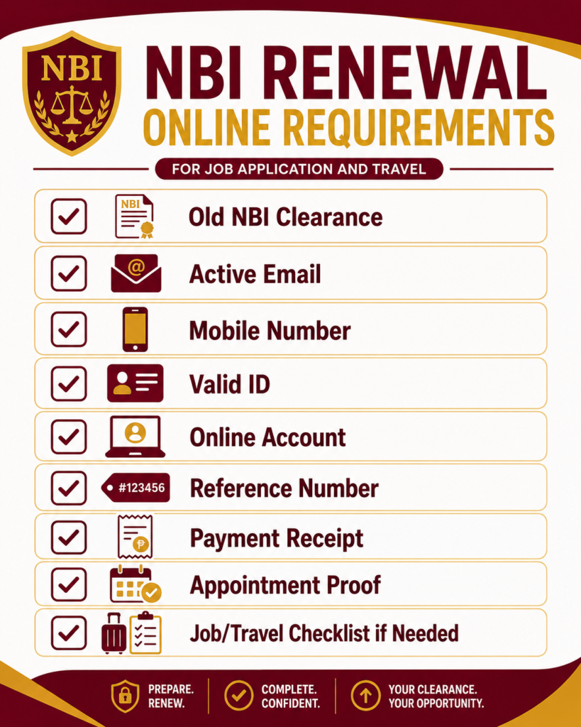 Checklist for NBI renewal requirements